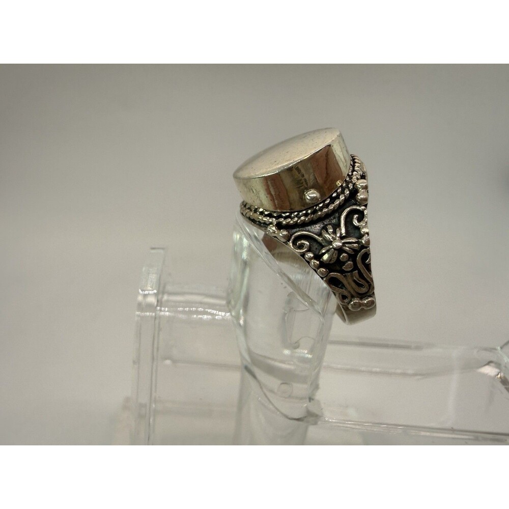 Vintage Sterling Silver Celtic Poison Ring Hinged Lid Statement Ring Size 7.75 - Picture 11 of 13